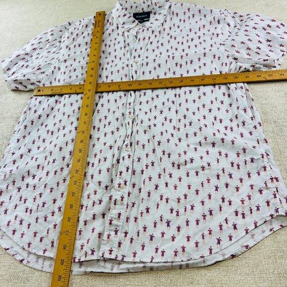 Bonobos Men's SZ XL Slim Fit Graphic White Short Sleeve Button Down Shirt - Picture 8 of 9